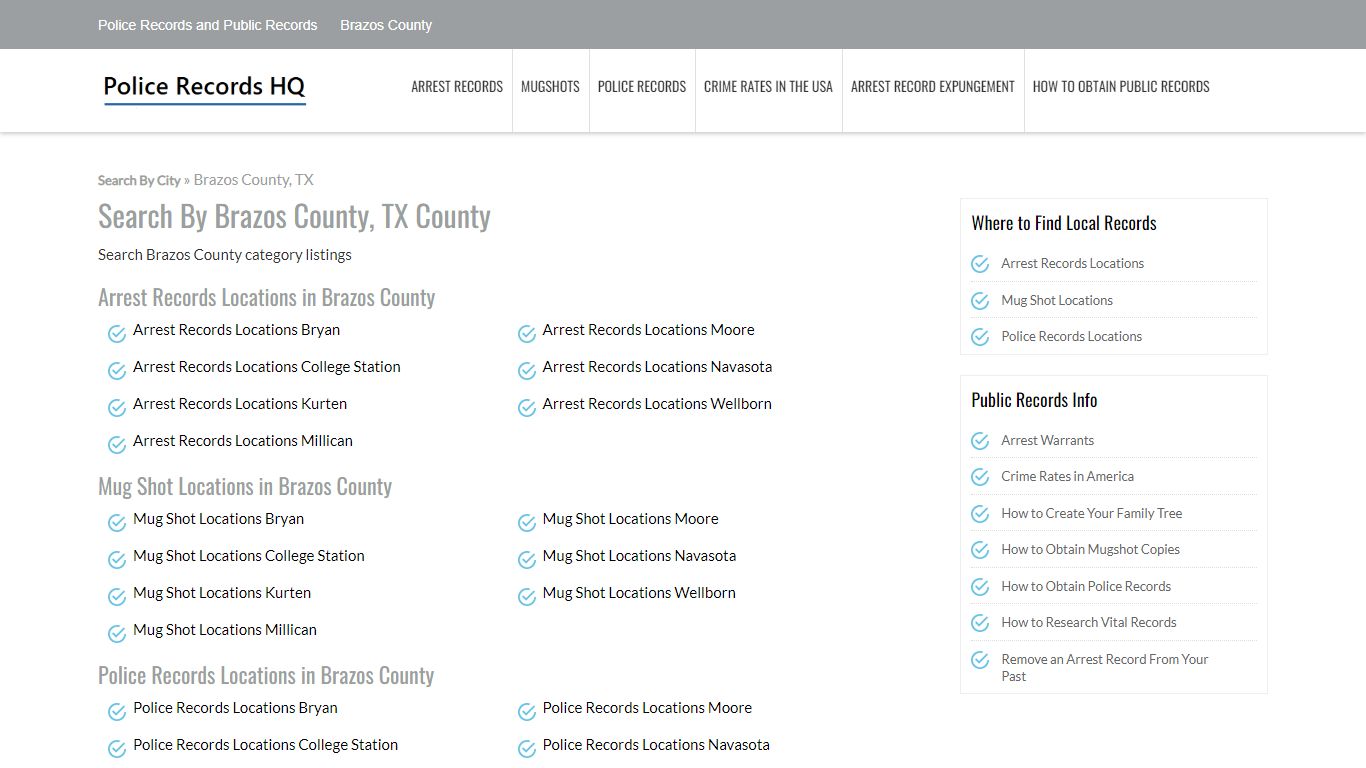 Police Records in Brazos County, TX